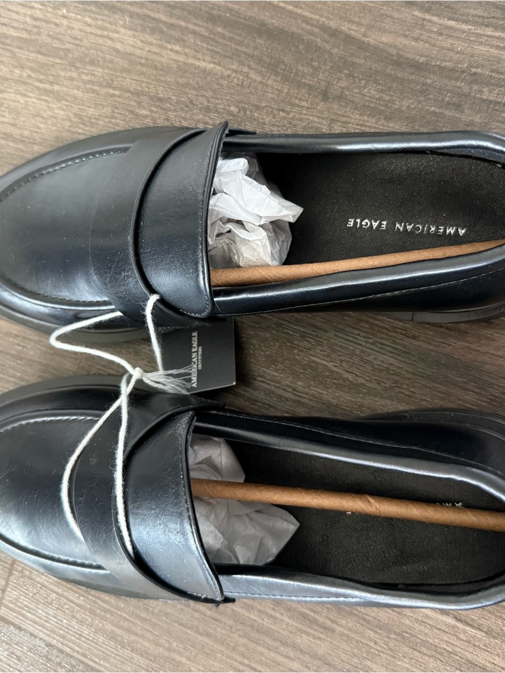 American Eagle Outfitters Womens Black Slip-On Penny Loafers-8